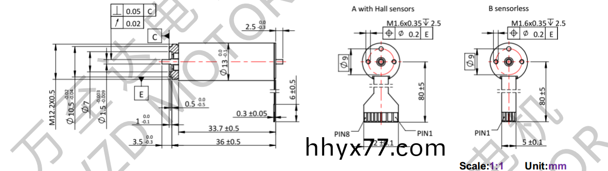 OT-ECS1334无槽无刷直流电机-空心杯电机-万至达电机