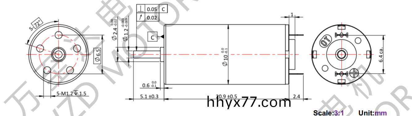 OT-CM1020石墨刷空心杯电机-万至达电机