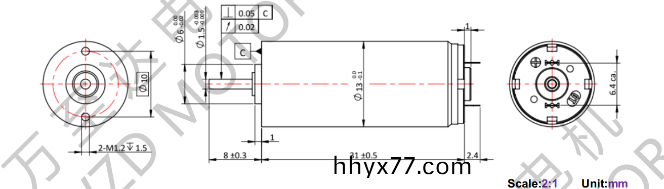 OT-CM1331石墨刷空心杯电机-万至达电机