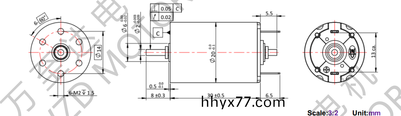 OT-CM2030石墨刷空心杯电机-万至达电机