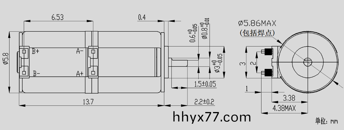 OT-SM5.8L-001步进电机_6mm微型步进电机_镜头马达-万至达电机